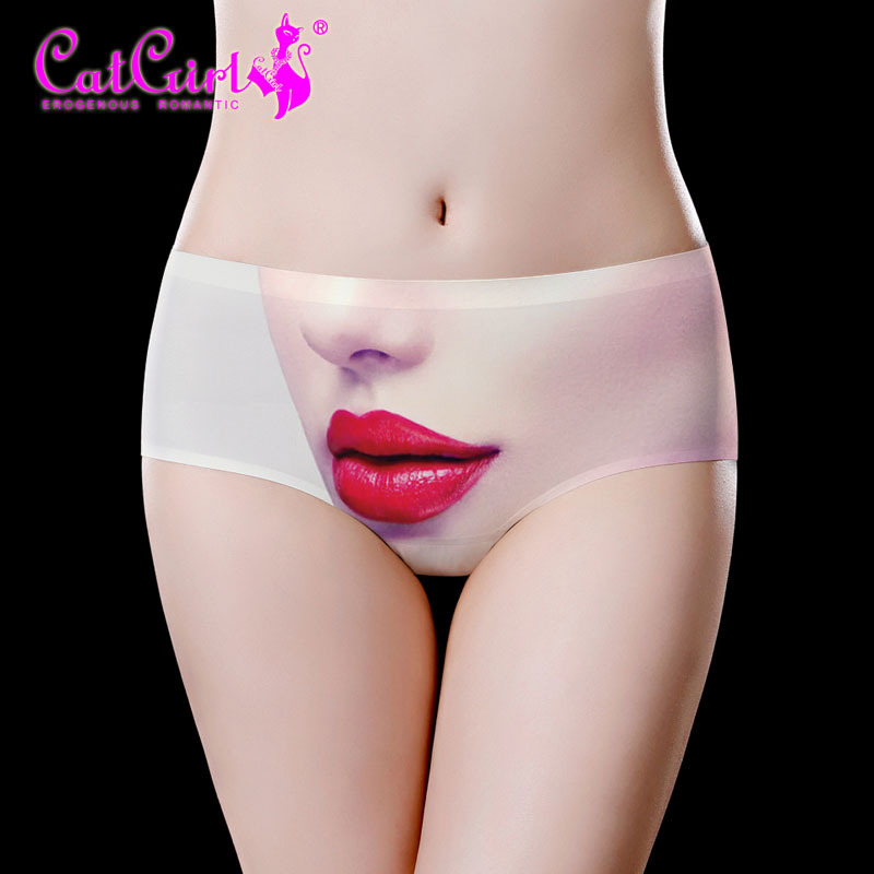 catgirl Original Ladies Underwear 2023 Cyber Celebrity Underwear Summer Ice Silk Seamless Sexy Briefs Mid-Waist Trendy Brand