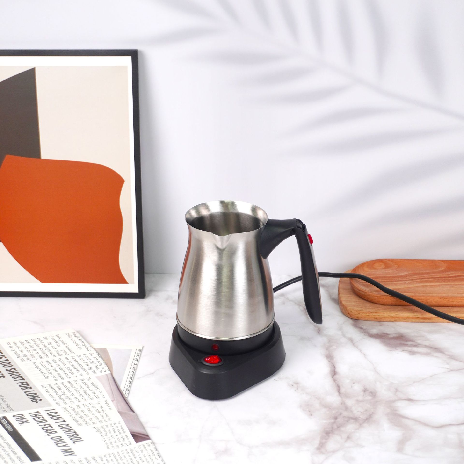 Picture of Turkish Coffee Pot Stainless Steel Coffee Pot Hand-Brewed Electric Coffee Machine Small Household Automatic Heating Quick Brewing Pot