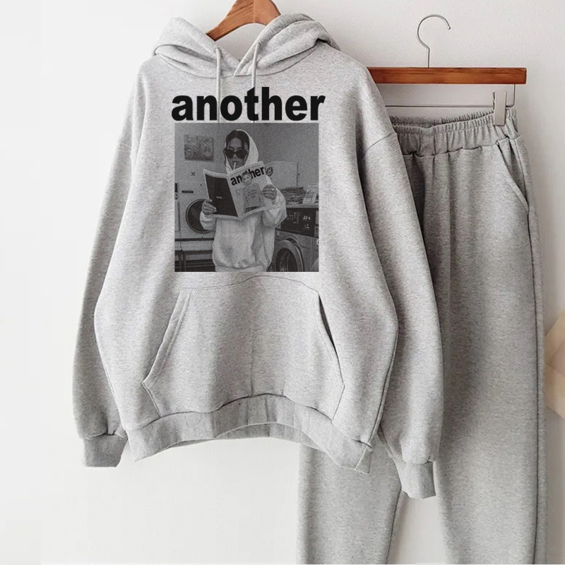 Sweat Sweat Pants Casual Sports suit Women's Autumn and Winter Loose Lazy Style Two-piece Set Fashion Trendy American Pattern