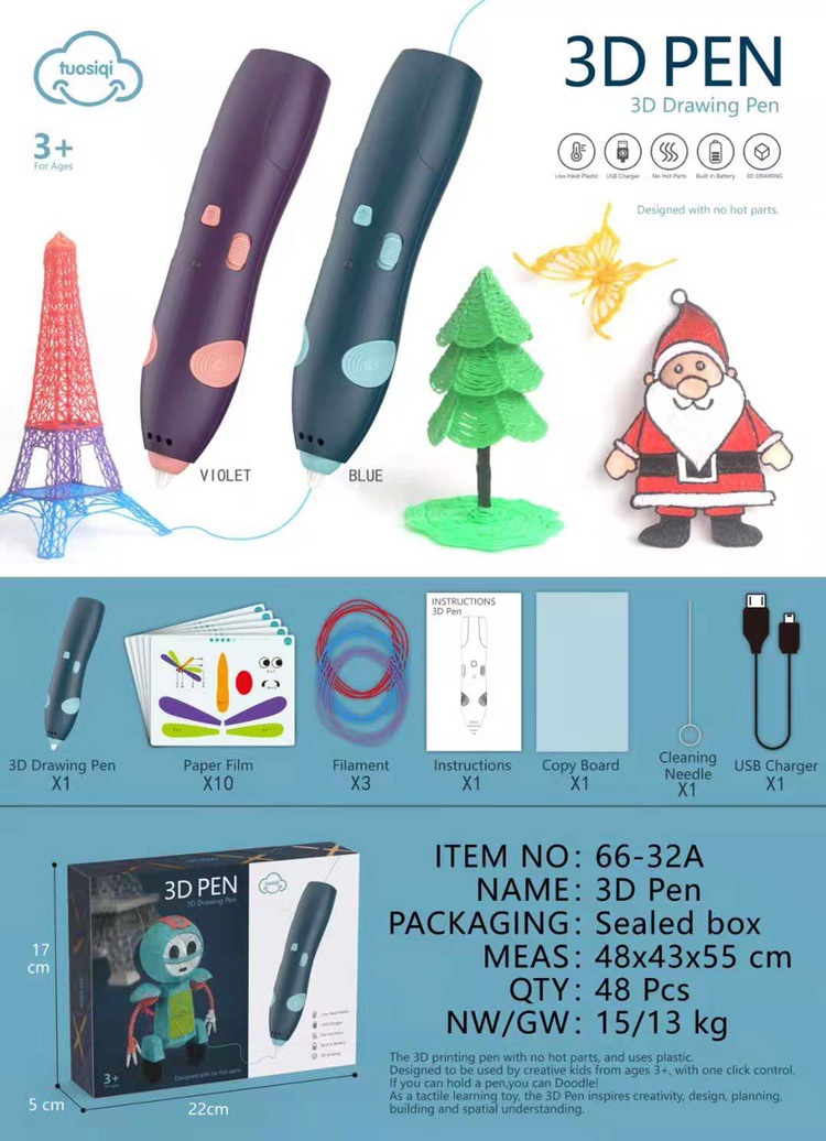 Picture of 3D printing pen painting brush suit low temperature wireless creative graffiti toy Children diy three-dimensional painting brush