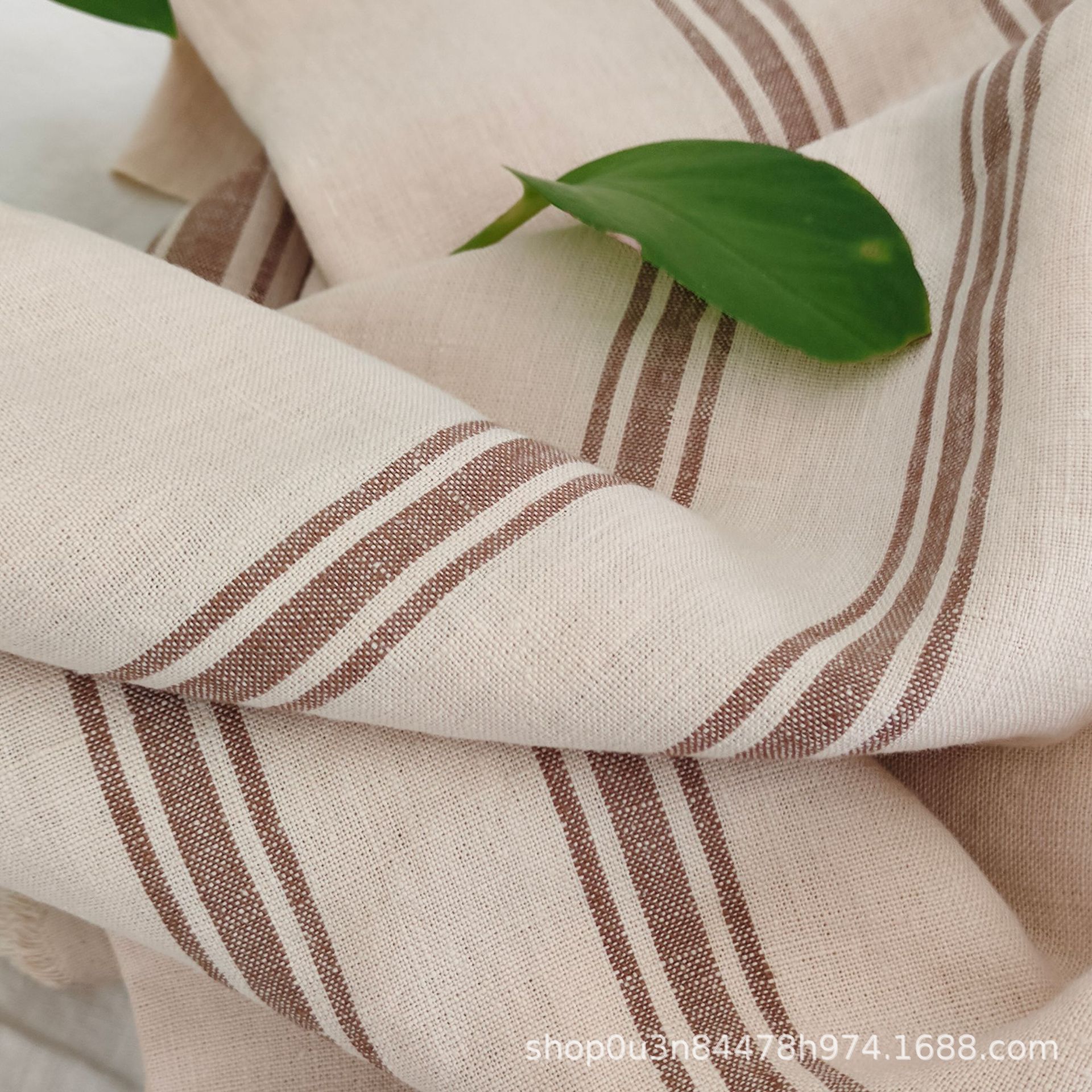 Picture of Pure Linen Vertical Stripe Blanket Fabric French Pure Linen Strips Blanket Cloth Enzyme Wash Linen Cover Blanket Cloth