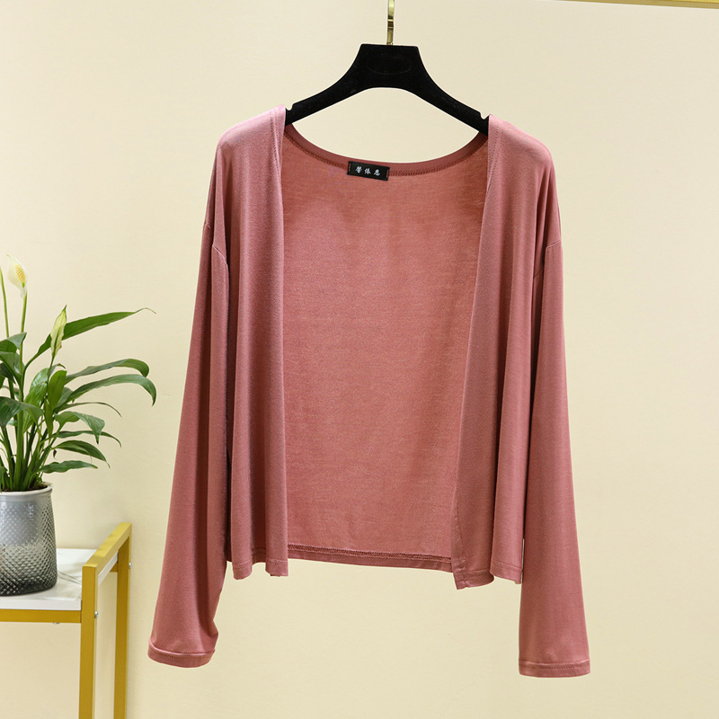 Picture of Modal sunscreen cardigan women's summer thin long-sleeved outerwear knitwear jacket loose casual waistcoat Spring