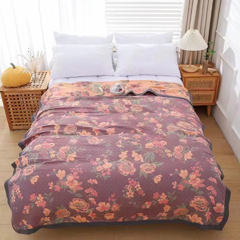 Picture of Wholesale new combed cotton fine sand gauze towel blanket soybean fiber blanket spring and summer single double autumn and winter leisure blanket