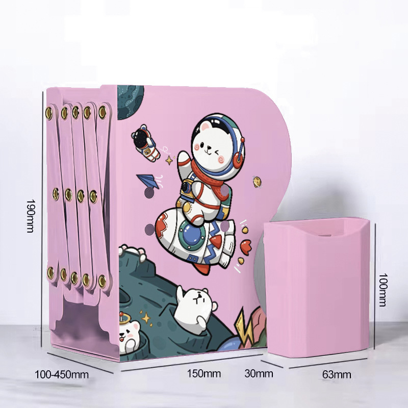 Picture of Bookshelf large capacity thickened simple fixed Book student desk storage rack with pen holder retractable book stand batch