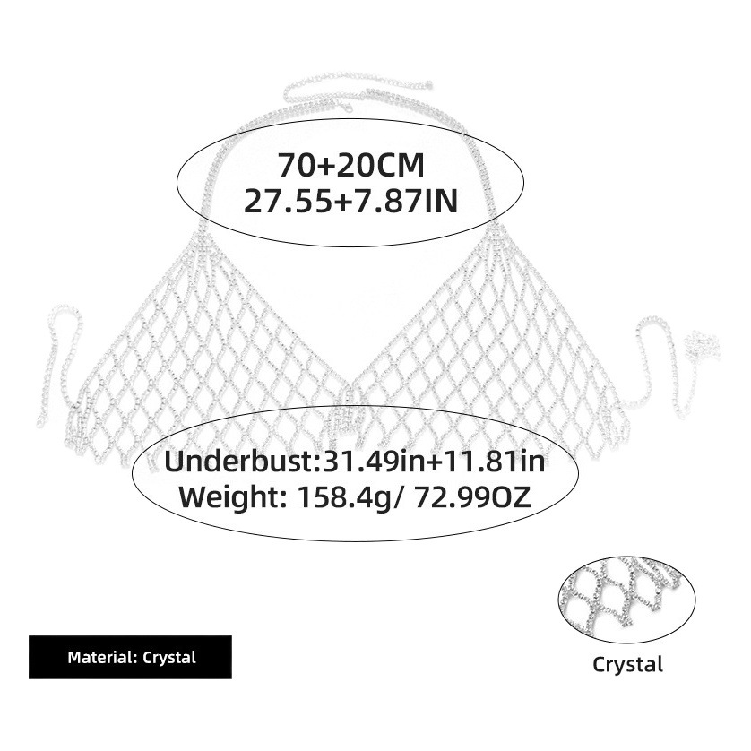 European and American Sexy Exaggerated Rhinestone Chest Chain Beach Swimwear Decoration Full Diamond Shiny Nightclub Bikini Body Chain Women