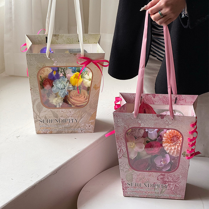 2025 Goddess Festival Ballet Style Flower Handbag Oil Painting Style Flower Bundle Flower Arrange Packaging Box Empty Box Decorative Material