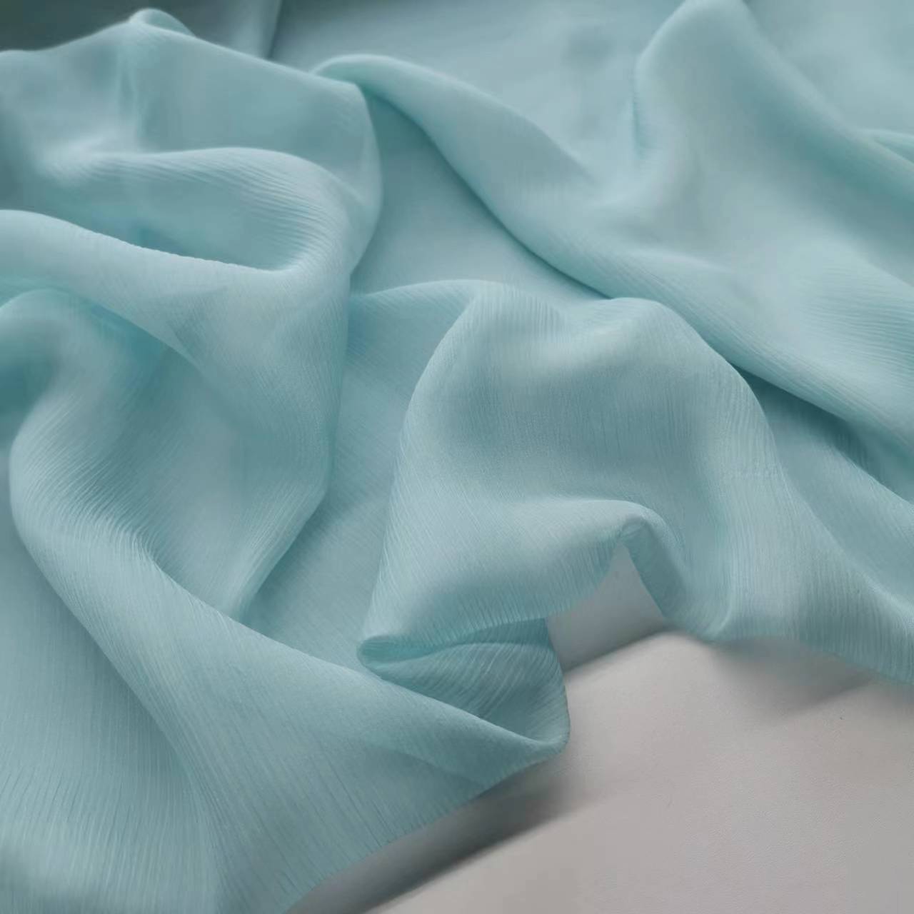 100% Silk Light Mist Blue Mulberry Silk Smooth Georgette 7mm Wide Skirt Fabric
