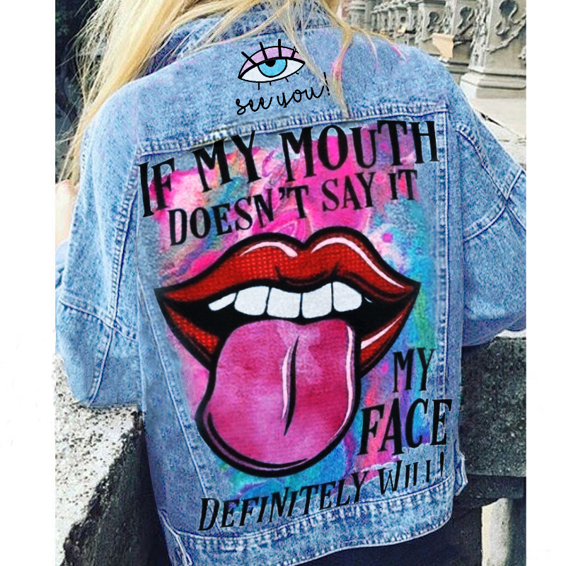 European and American Cross-border Women's Denim Jacket Women's Lapel Single Buckle Casual Autumn and Winter Jacket 2521
