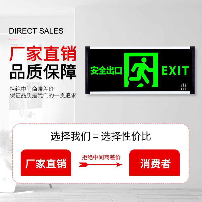 Picture of Exit Sign Light Multifunctional Fire Emergency Light Exit Sign Escape Exit Indicator Light Factory Manufacturer
