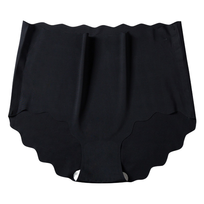 Ice Silk Seamless Ultra-thin Waved Girl's Underwear Solid Color Breathable Large Size High Waist One-piece Women's Briefs
