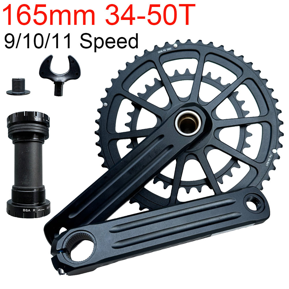 Road bike GXP hollow integrated crank tooth plate 34T50T tooth for 9 speed 10 speed 11 speed 165mm