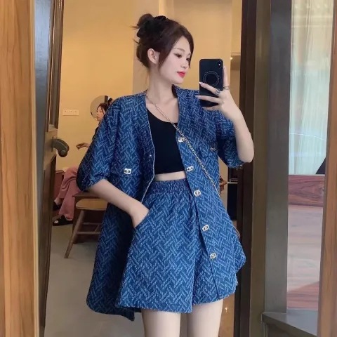 Plus Size Women's Clothing 2025 Summer New Fat mm Fashionable Elegant Casual Suit Women's Hidden Flesh Slimming Look Loose Two-Piece Set