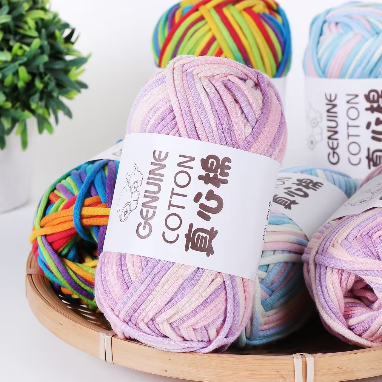 Genuine Cotton Color Knitted Heart-filled Cotton Thick Wool Sweater Scarf Knitted Thick Wool Fabric Diy Material Bag