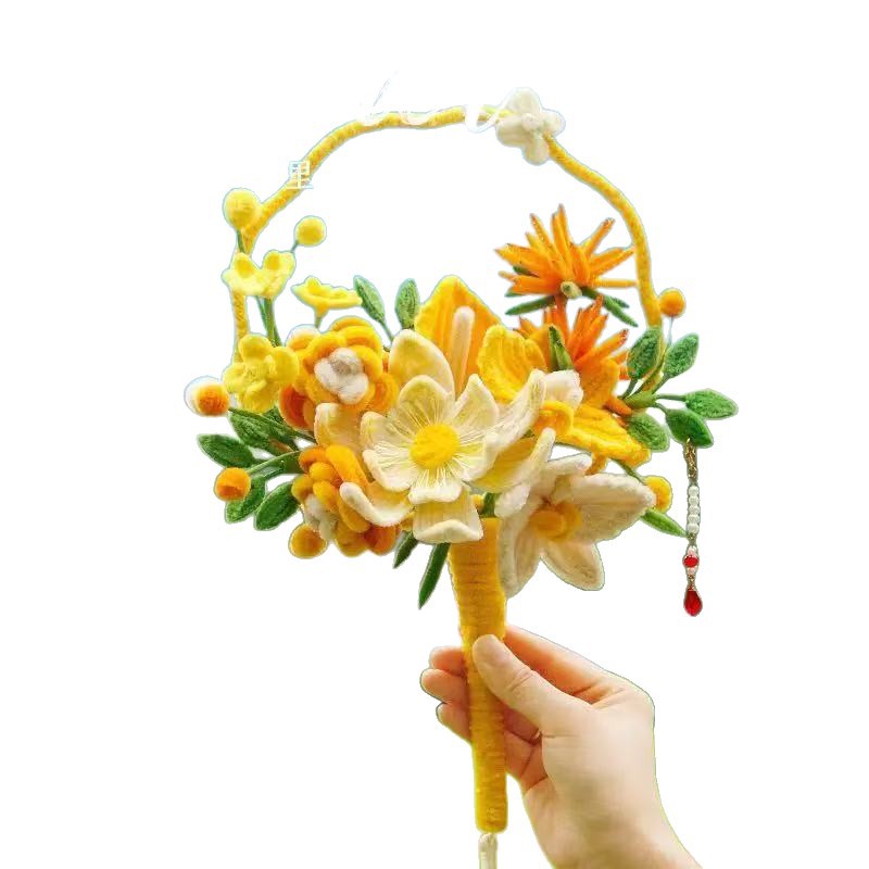 Picture of Ancient style hand-woven round fan DIY handmade twisting stick Chinese style group fan gift for girlfriend and girlfriend group fan gift