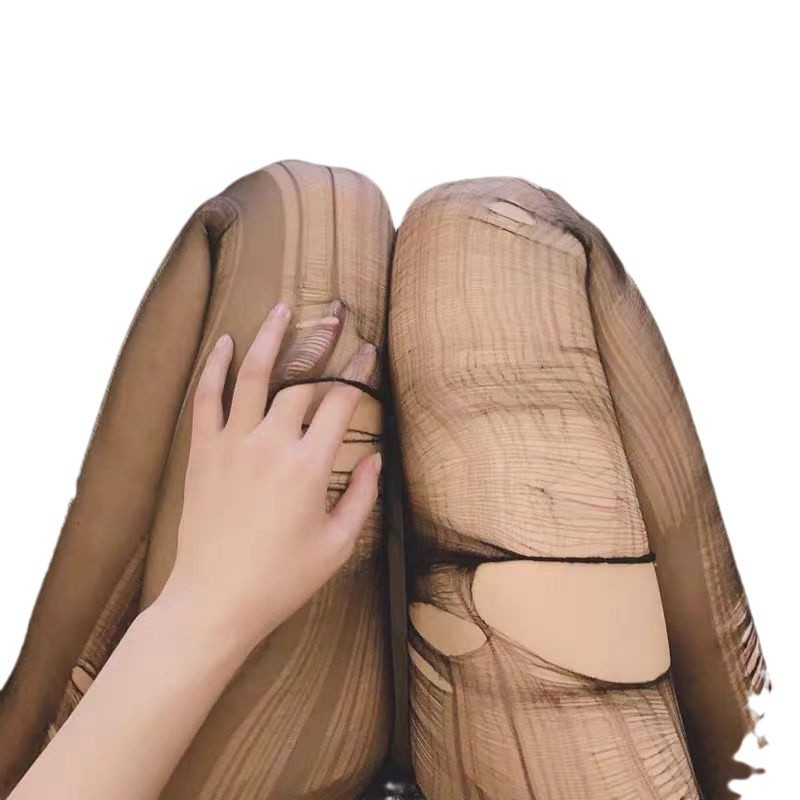 Picture of Hand-torn disposable stockings women's black easy-to-tear romantic gray pantyhose black silk hand-torn stockings flesh-colored transparent
