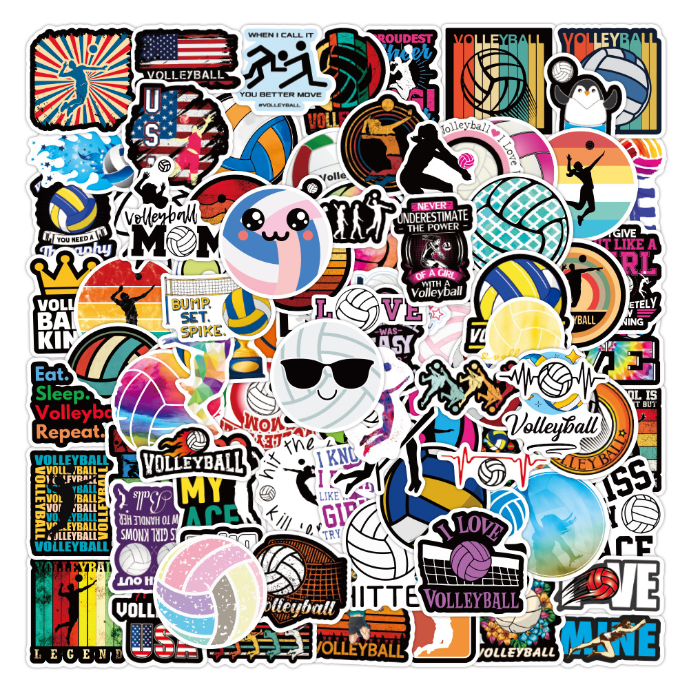 Picture of 100 new volleyball sports graffiti stickers trolley case luggage PVC waterproof stickers motorcycle stickers