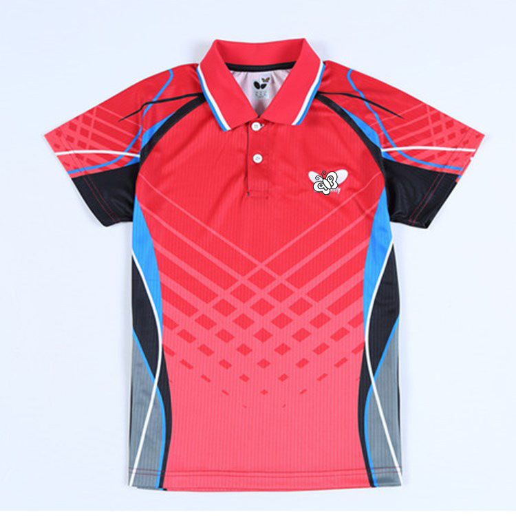 New table tennis clothes lapel short-sleeved T-shirt quick-drying clothes summer sweat-absorbent training jersey 44510