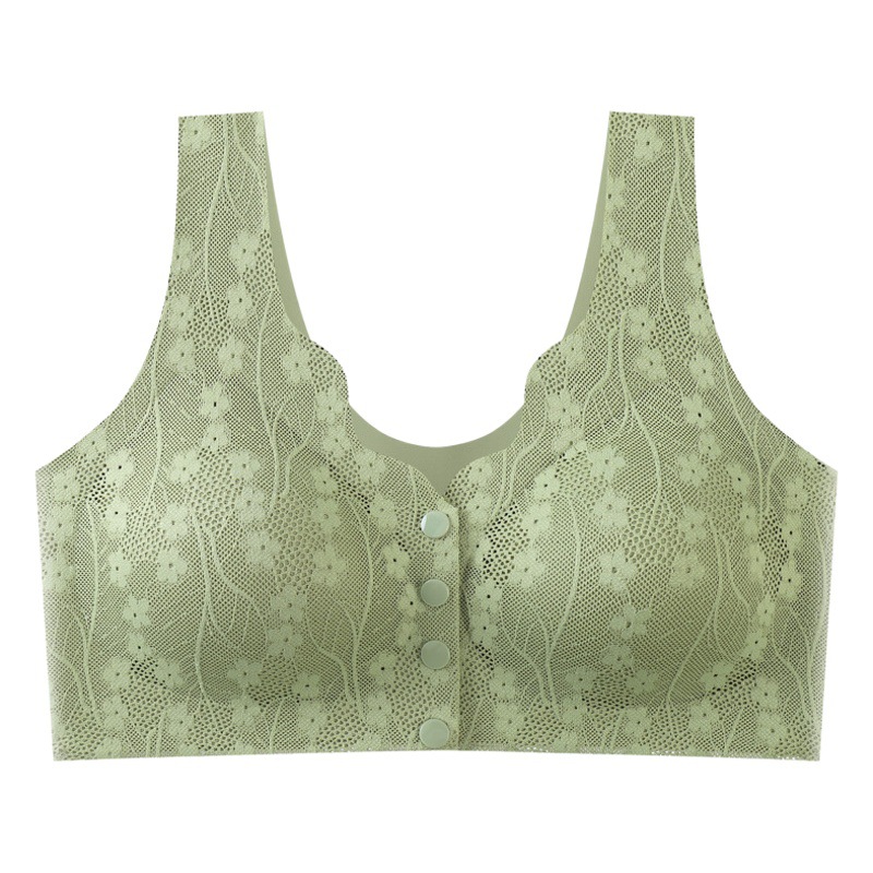 Front button bra underwear for middle-aged and elderly mothers plus size push up seamless wireless bra underwear for women