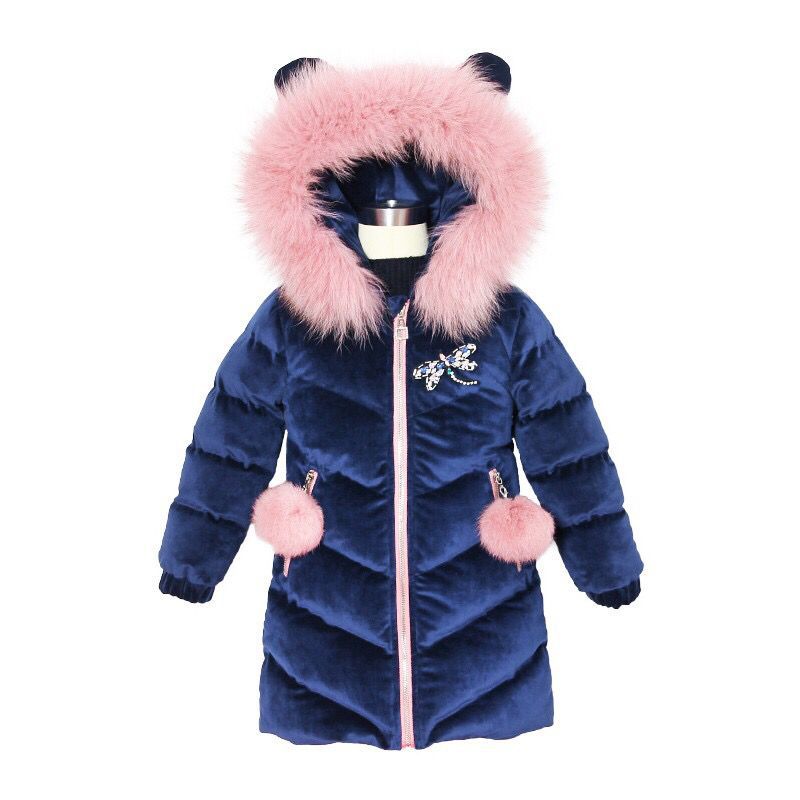 Picture of Girls' Cotton-padded 2024 New Korean Style Lisi Velvet Winter Coat Mid-length Cotton-padded Coat Children's Wear Thickened Cotton-padded Coat