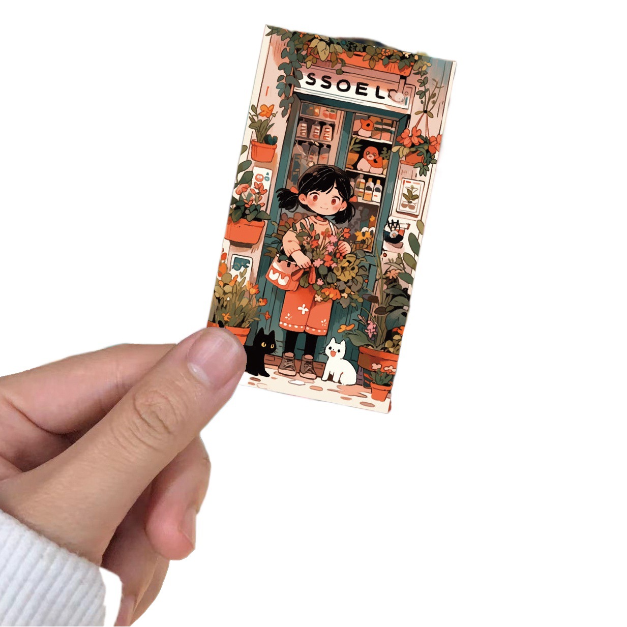 50 pieces of little girl and Cat series retro cartoon stickers DIY luggage decoration stickers