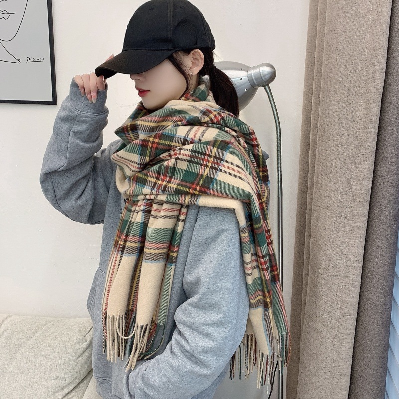 Picture of 2024 New Plaid Long Scarf Women's Winter Warm High-end Imitation Cashmere All-match Shawl Scarf for Christmas Students