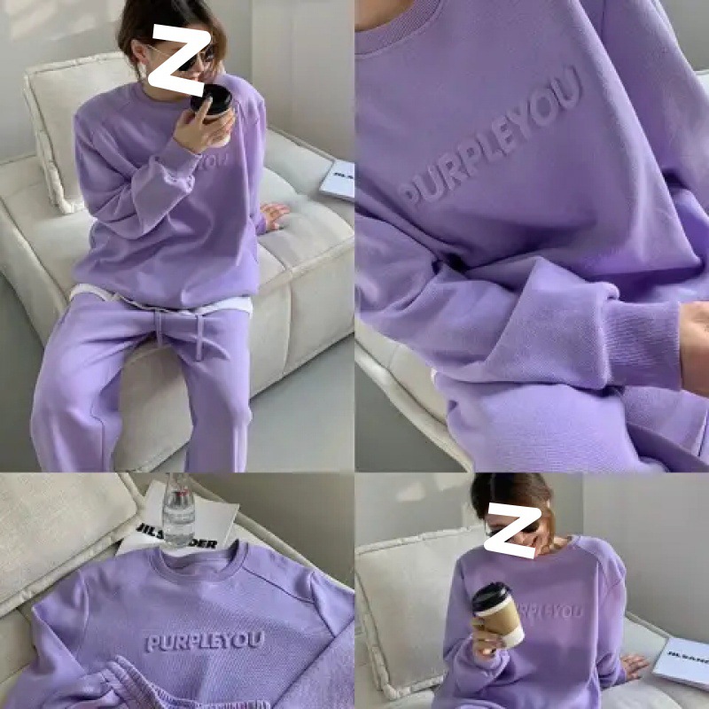Purple sports casual suit women's 2023 Spring and Autumn new fashion temperament loose sweater trousers two-piece set