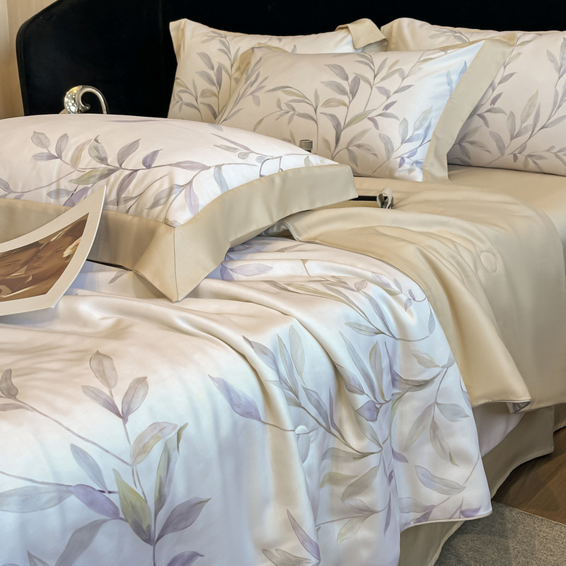 Picture of Class A Lyocell Fiber Printed Summer Cool Quilt Four-piece Set Summer Cool Air-conditioning Quilt Ice Silk Thin Quilt Machine Washable