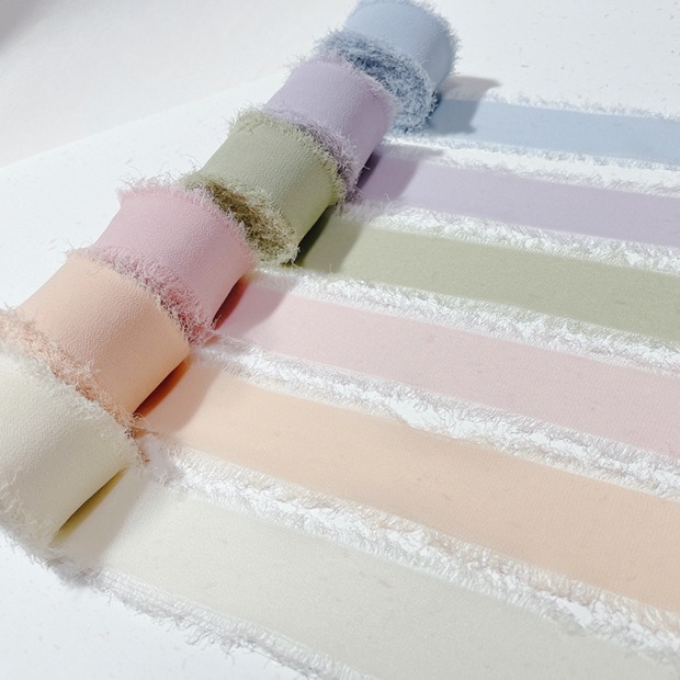 Chiffon shredded frayed edge thickened with ins wedding cloth flower bandage gift box invitation card decoration customer designated style