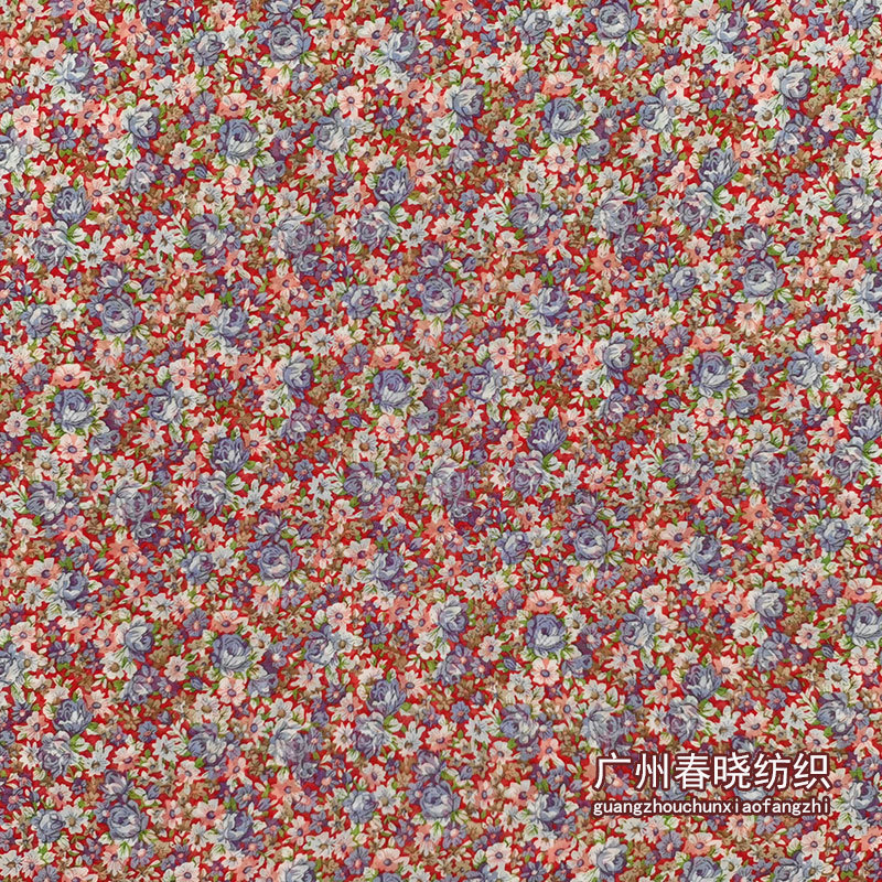 Picture of 2023 New Pearl chiffon printed early spring fresh small floral fabric semi-transparent women's shirt dress fabric