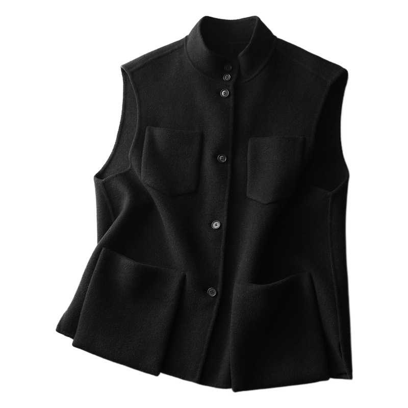 Double-Sided Woolen Vest Women's Short Style 2025 Autumn and Winter New Style Foreign Style Outer Vest Loose Stand-Up Collar Warm Jacket