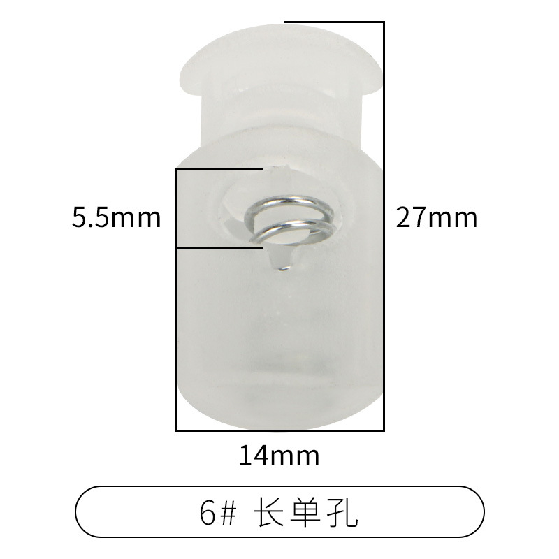 Picture of Manufacturer Plastic Adjustable Elastic Belt Spring Buckle with Rope Pig Nose Buckle Single and Double Holes Round Black Transparent Drawstring Buckle
