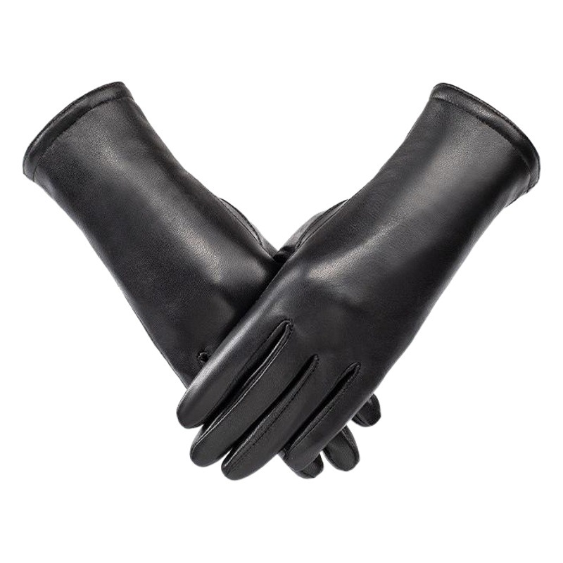 Autumn and Winter Women's Genuine Leather Gloves Windproof Warm Goatskin Gloves European and American Driving Ride fleece-lined Lengthen Gloves