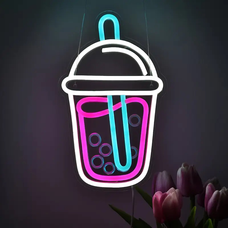 Picture of Baby Bottle Neon Light Cross-Border E-Commerce Label Sticker Luminous Light Sign with English Letter Pattern Decoration Hot Sale Cross-Border