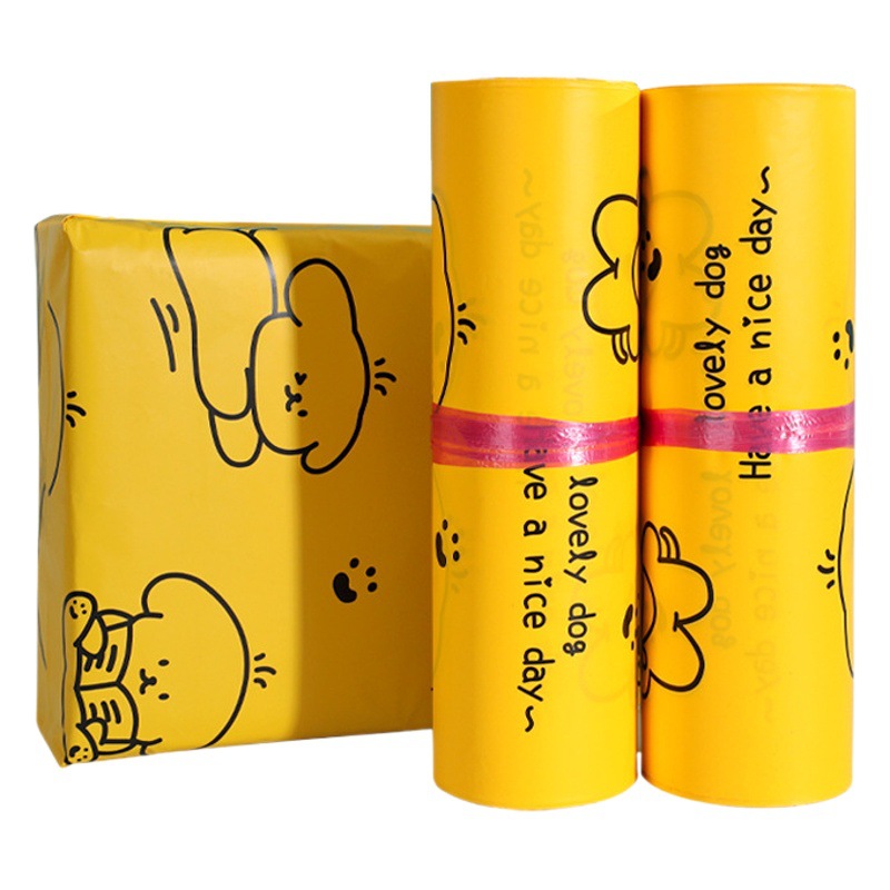 Printed cartoon dog express bag large quantity logistics packaging bag waterproof bag packing bag brand new yellow express bag