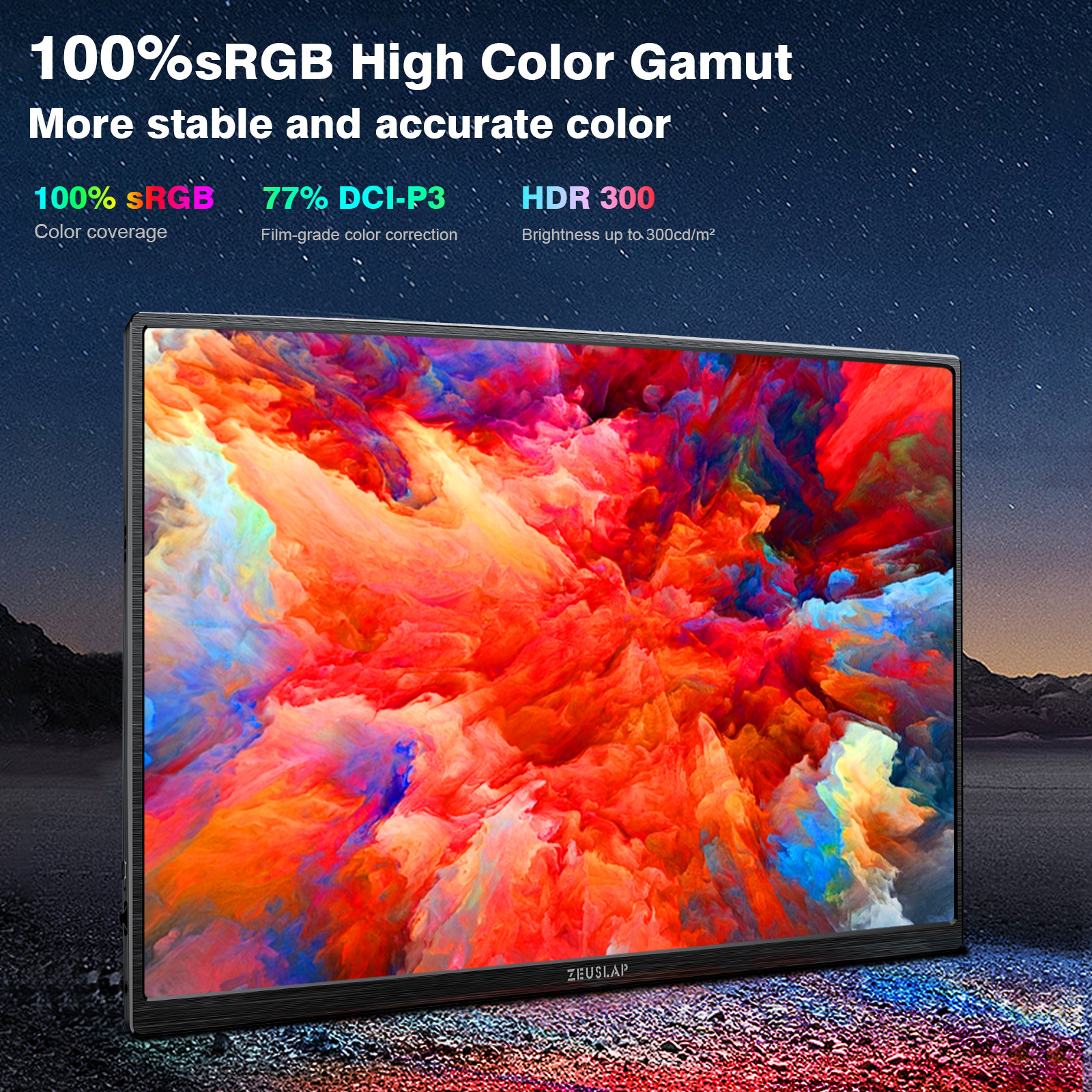 Picture of ZEUSLAP 16 inch 1920x 1200 P60hz with touch function portable display computer display P16T