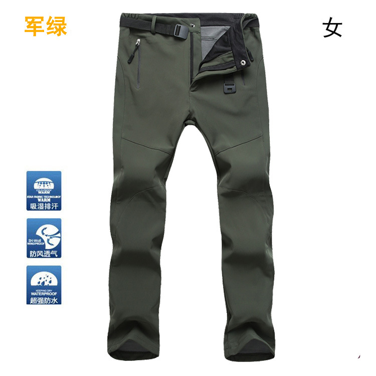 Picture of Outdoor Sports Rush Pants Men's Slim-fit Thickened Autumn and Winter Large Size Windproof Soft Shell Fleece Ski Climbing Pants Women