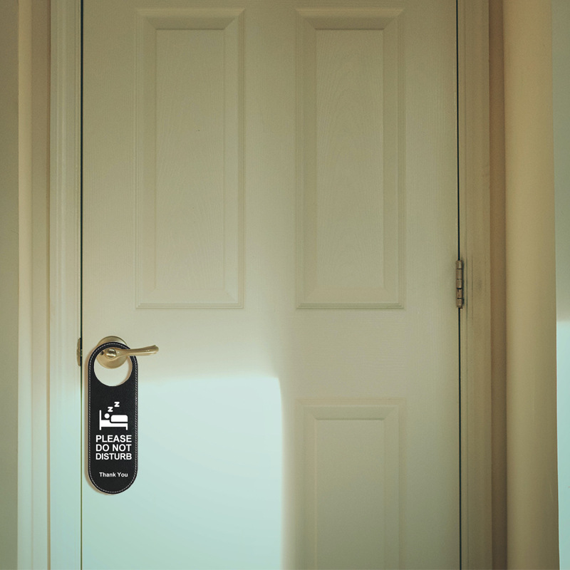 Picture of Do Not Disturb Room Sign for Hotels and Guesthouses, Double-Sided Leather Door Hanger, Light Luxury Style