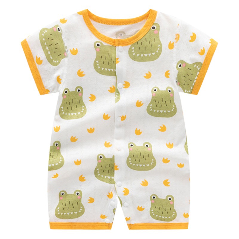 In stock wholesale summer new bamboo fiber baby jumpsuit thin breathable short sleeve split romper children's clothing romper