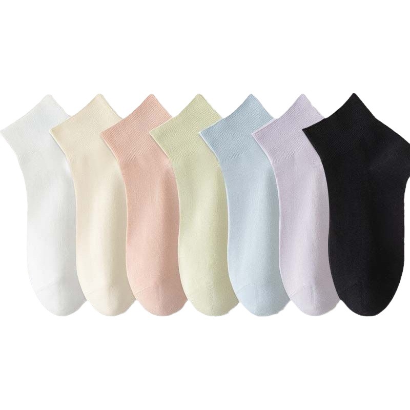 Socks Women's Real Boneless Cotton Short Socks for Spring and Autumn Dopamine Colorful Simple Trend Deodorant Breathable Socks