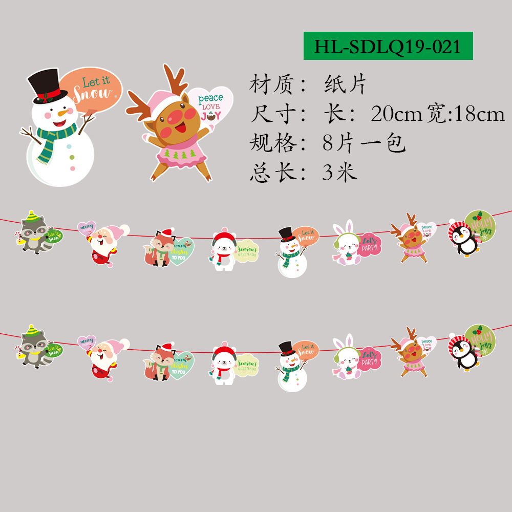 Picture of Christmas Decorations Christmas Pull Flag Hanging Flag Holiday Banner Party Decoration Paper Cartoon Christmas Pull Flower String Flag