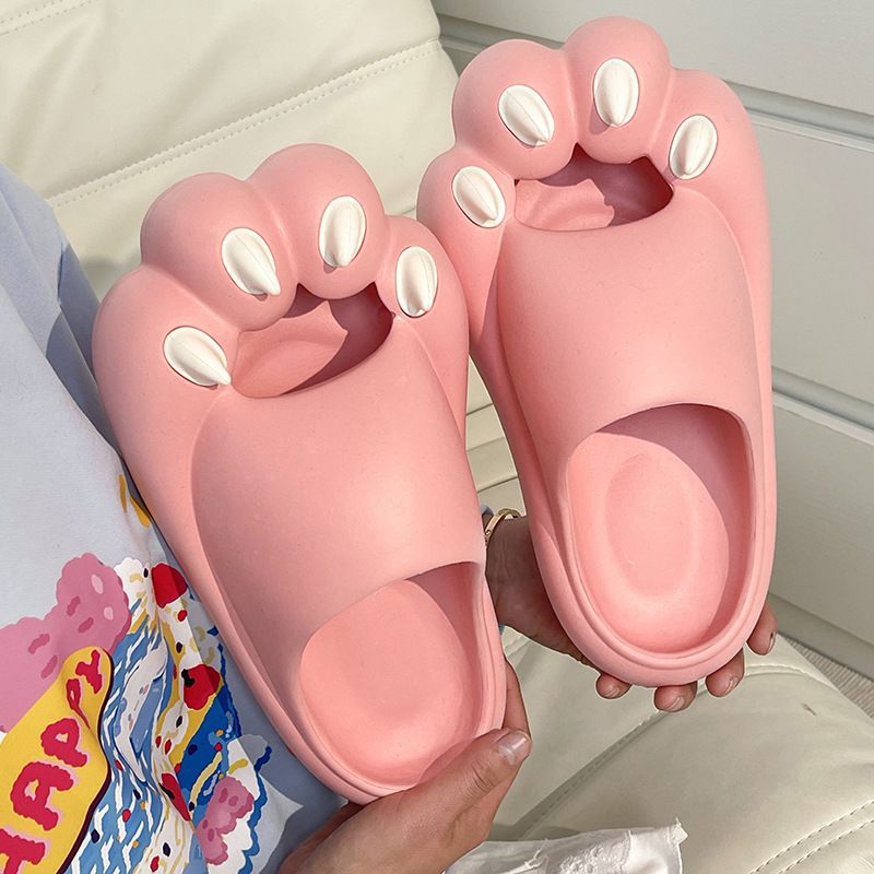 Cross-Border Cute Summer Sandals for Women, Trendy on Instagram, Cute Cat Paw Thick-Soled Slippers with a Stepping-On-Clouds Feel, Suitable for Home and Outdoor Wear