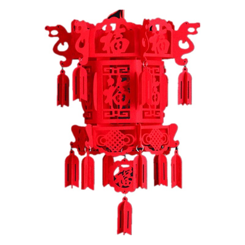 New Year's Day Spring Festival decorative non-woven Lantern felt products spring word blessing word small hydrangea three-dimensional pendant palace lantern wholesale