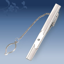 Picture of Metal tie clip men's suit chain 140 simple flower type business atmosphere with drill tie clip