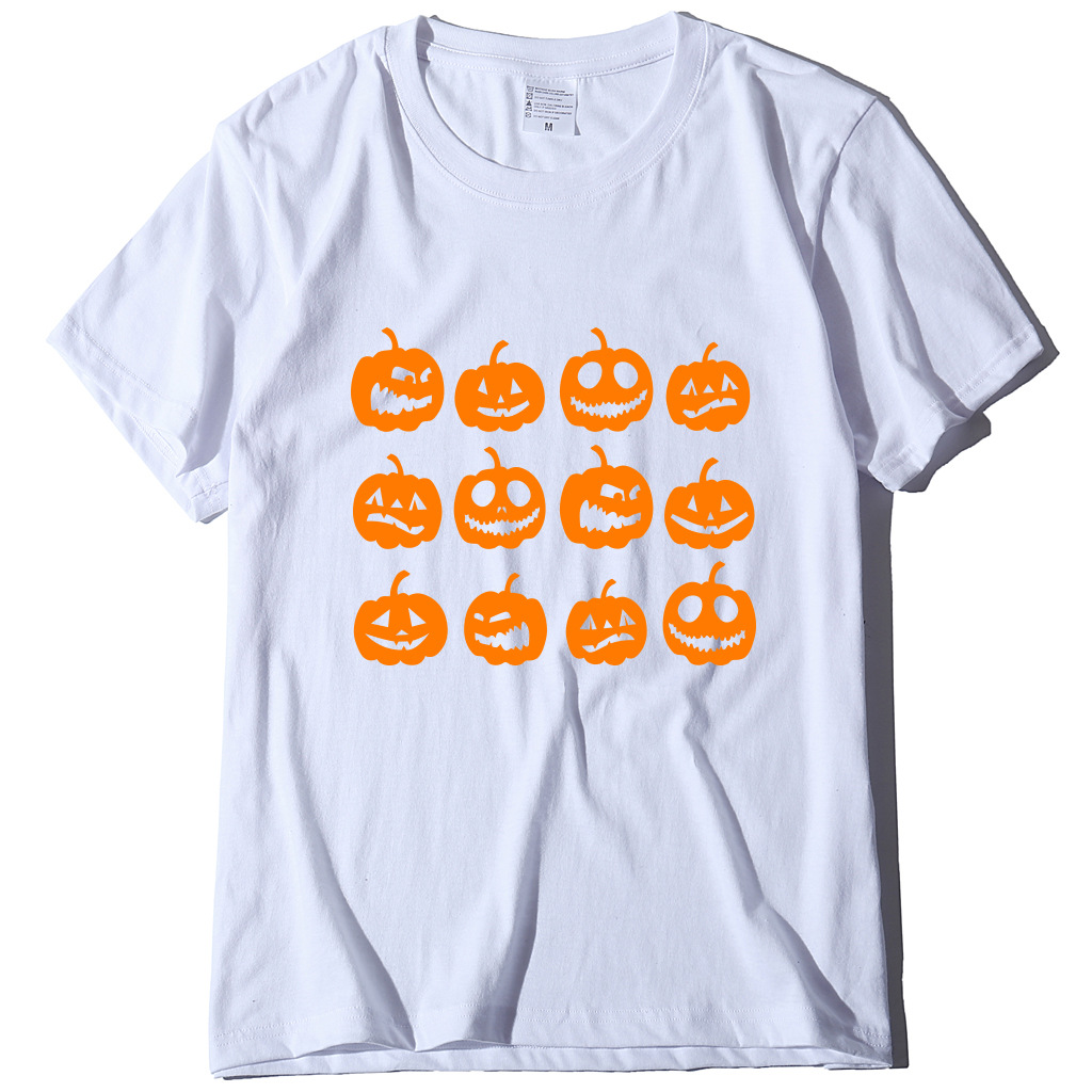 2020 Spring Amazon cross-border new Halloween funny pumpkin head printed pattern women's T-shirt