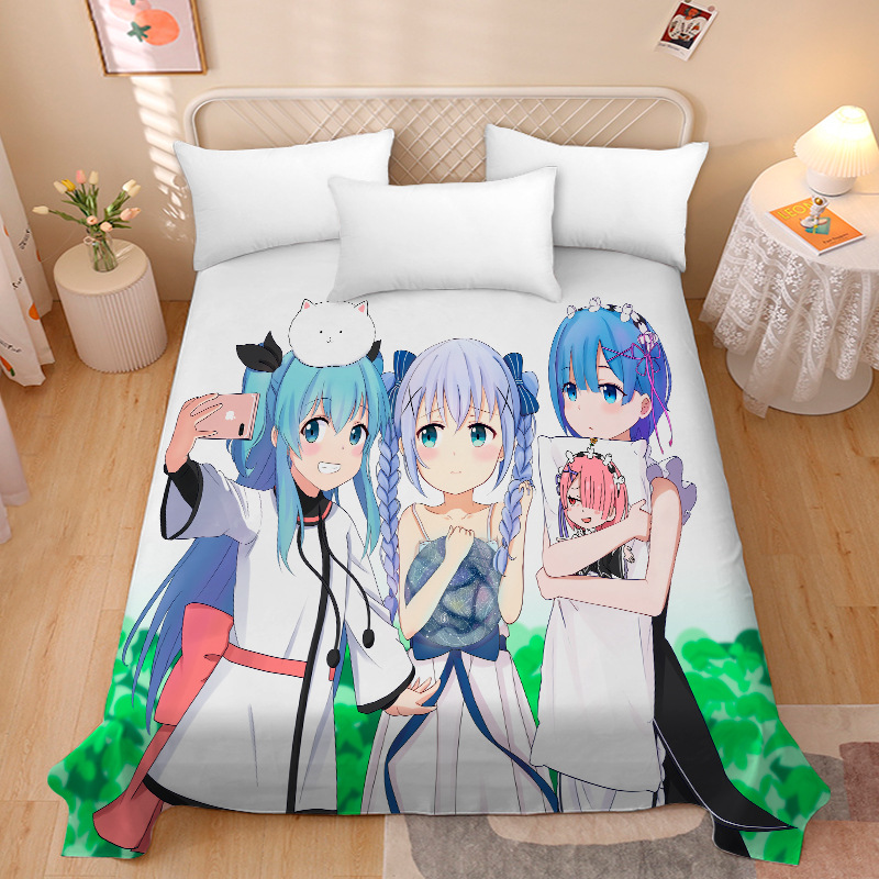 Picture of Anime Two-Dimensional Anime Rem Picture Gentleman 3D Beauty Bed Bed Sheets Single Piece Student Dormitory 1.9m