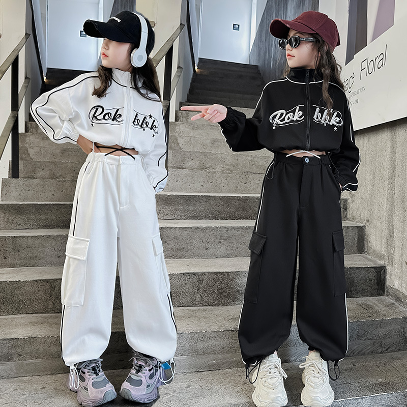 Street Dance Kidsren's Trendy Clothing Girls Jazz Dance Suit Autum Street Little Girl Sportswear Overalls Two-Piece Set