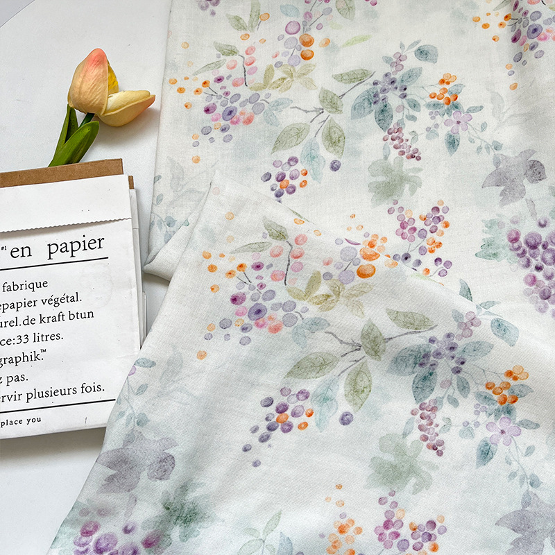 Wild Grape Cotton Maternal and Infant Grade Double-Layer Gauze Fabric 1.0m Price Printed Baby Saliva Towel Clothing Pajamas Fabric