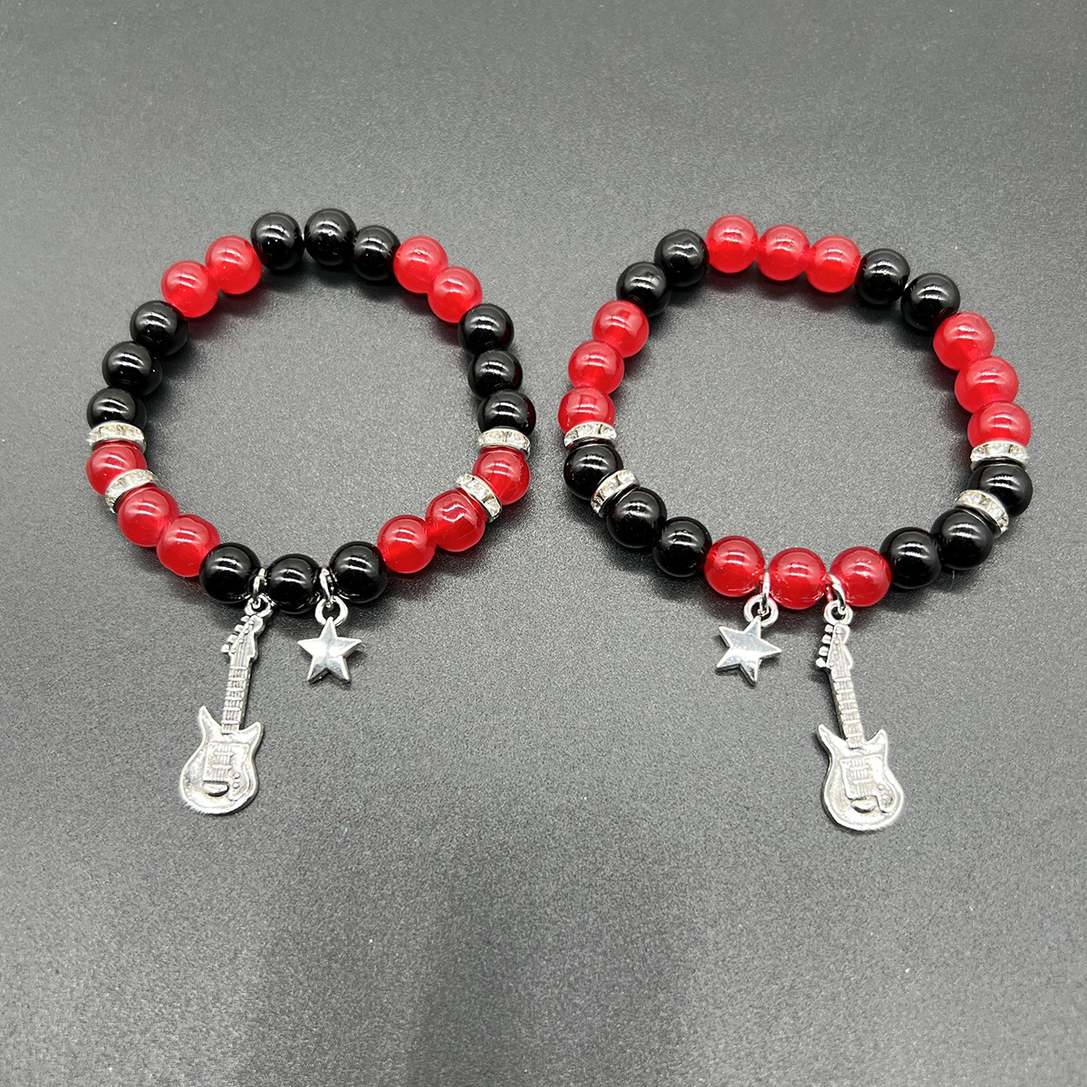 Picture of European and American cross-border ETSY hot selling beaded love magnetic men and women couple bracelet necklace earrings suit girlfriends accessories