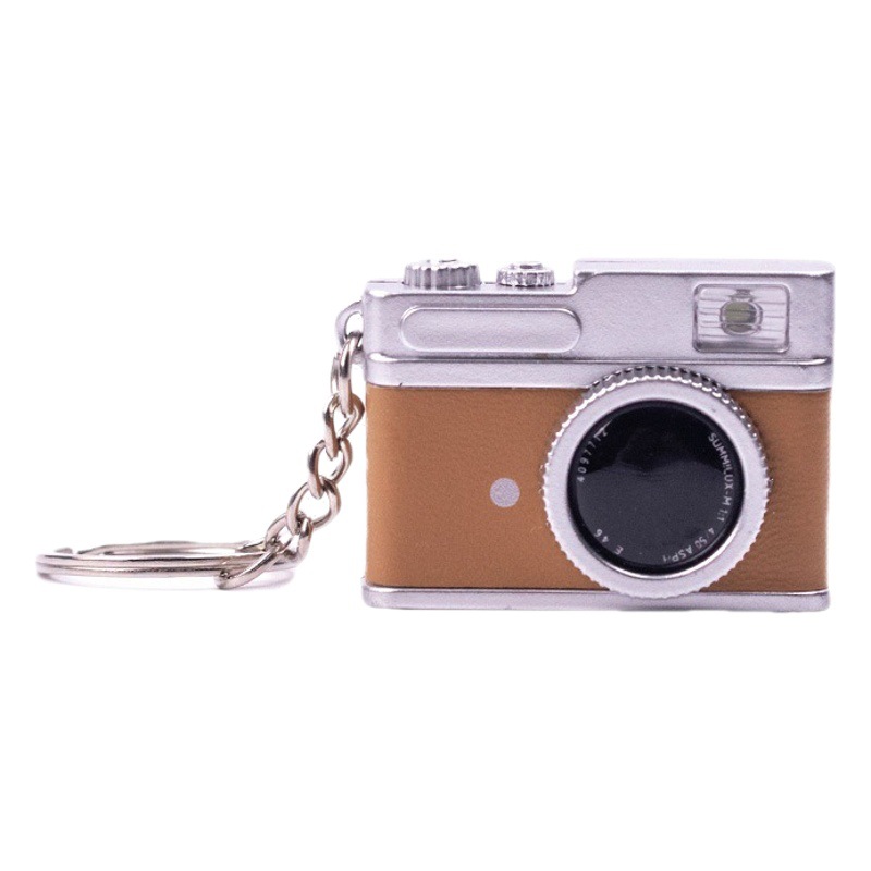 011 Luminous Mini Camera Keychain Leather Bag Pendant Can Make Sound Retro Simulation Camera Doll Pendant Wholesale