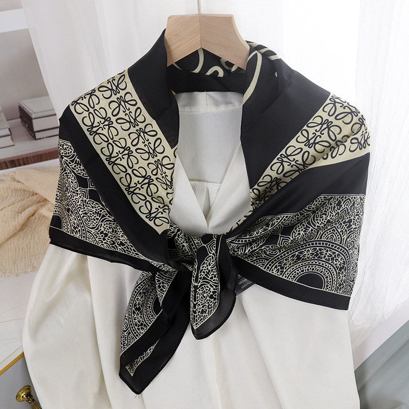 Picture of 90cm Cloud Brocade Square Scarf Hangzhou Silk Scarf Turban Shawl Scarf Women's Summer Outer Wear Spring Autumn Winter